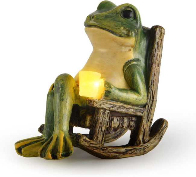 Glowing Frog Statue | Solar Garden Decor with Soft Light