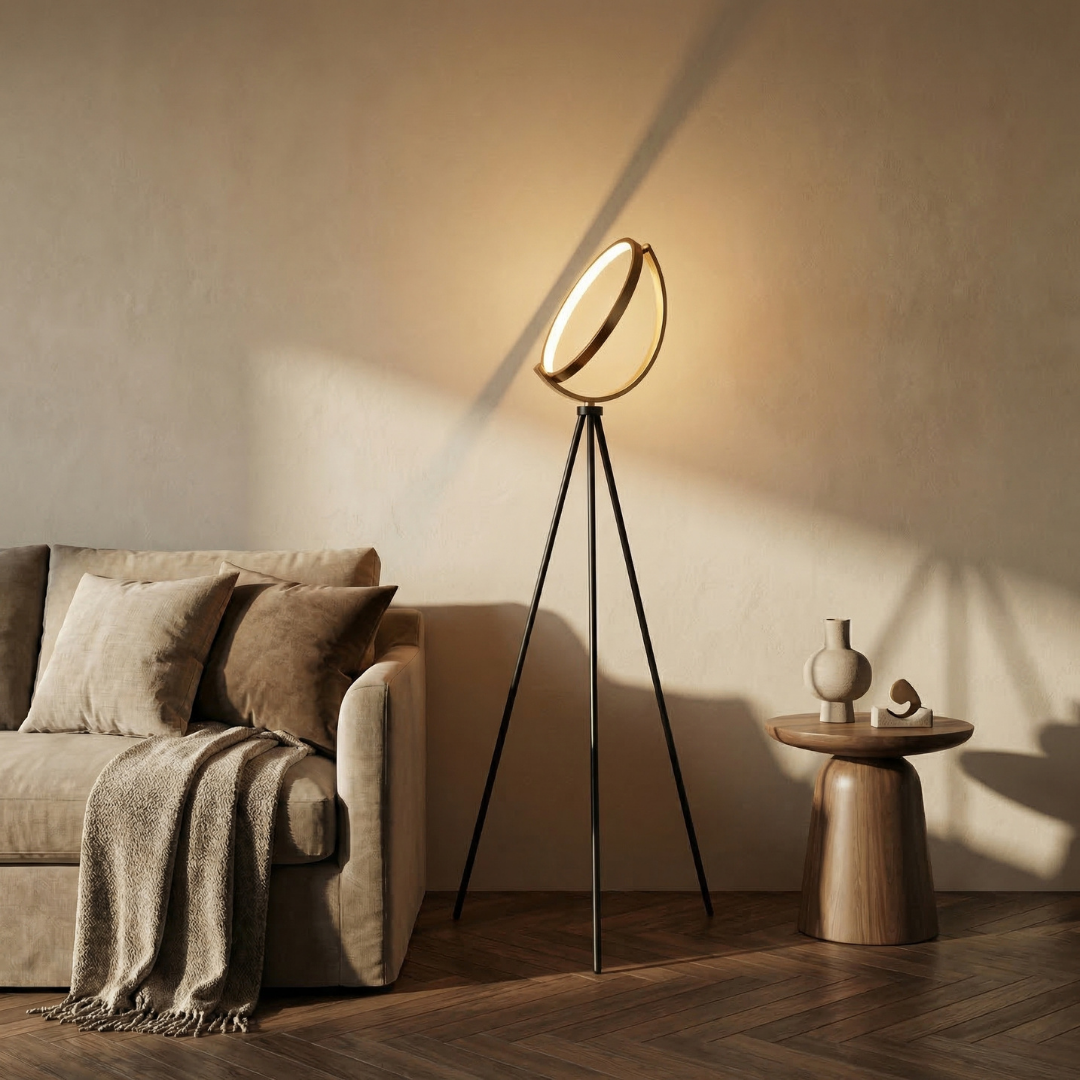 Halo | Modern Black LED Floor Lamp with Adjustable Height