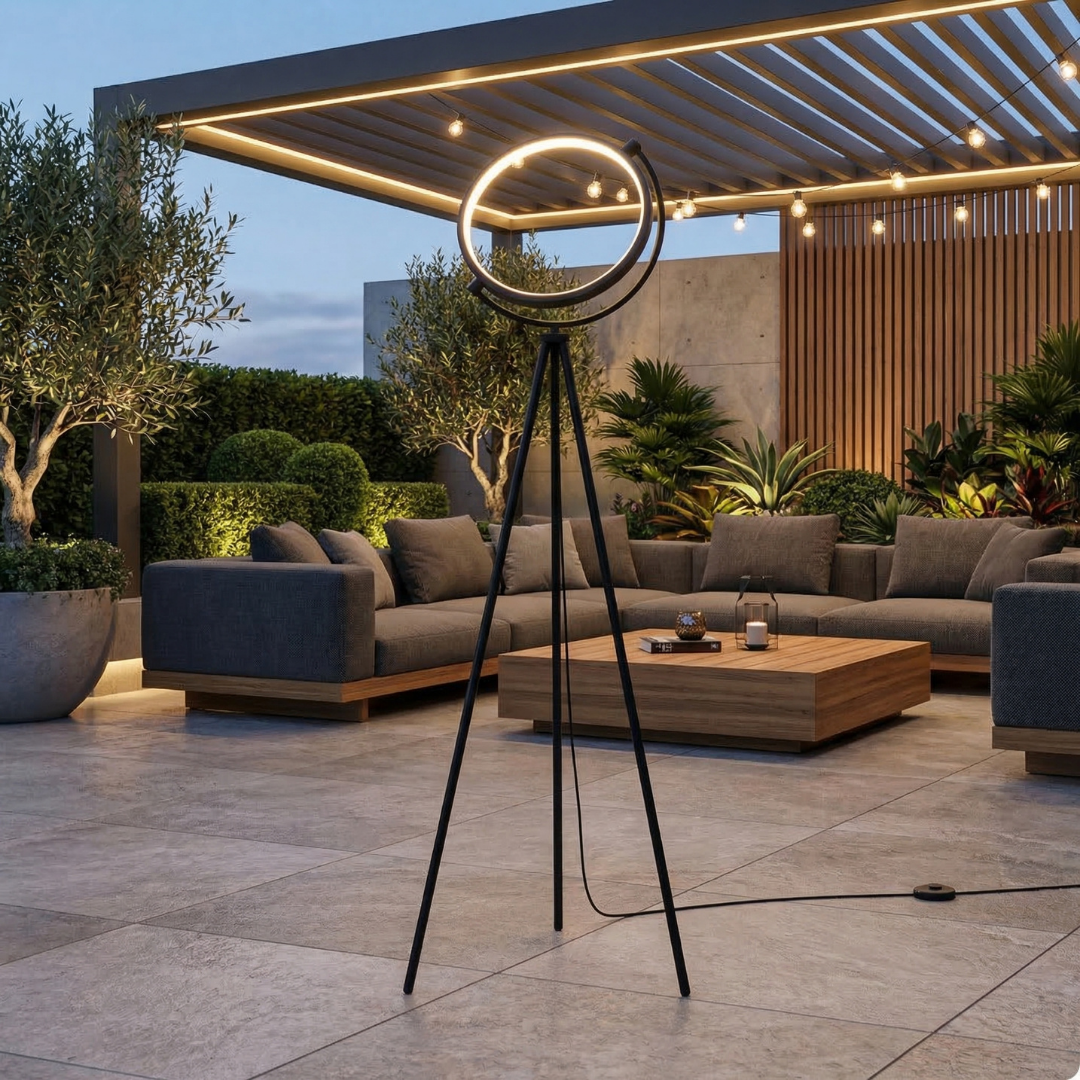 Halo | Modern Black LED Floor Lamp with Adjustable Height