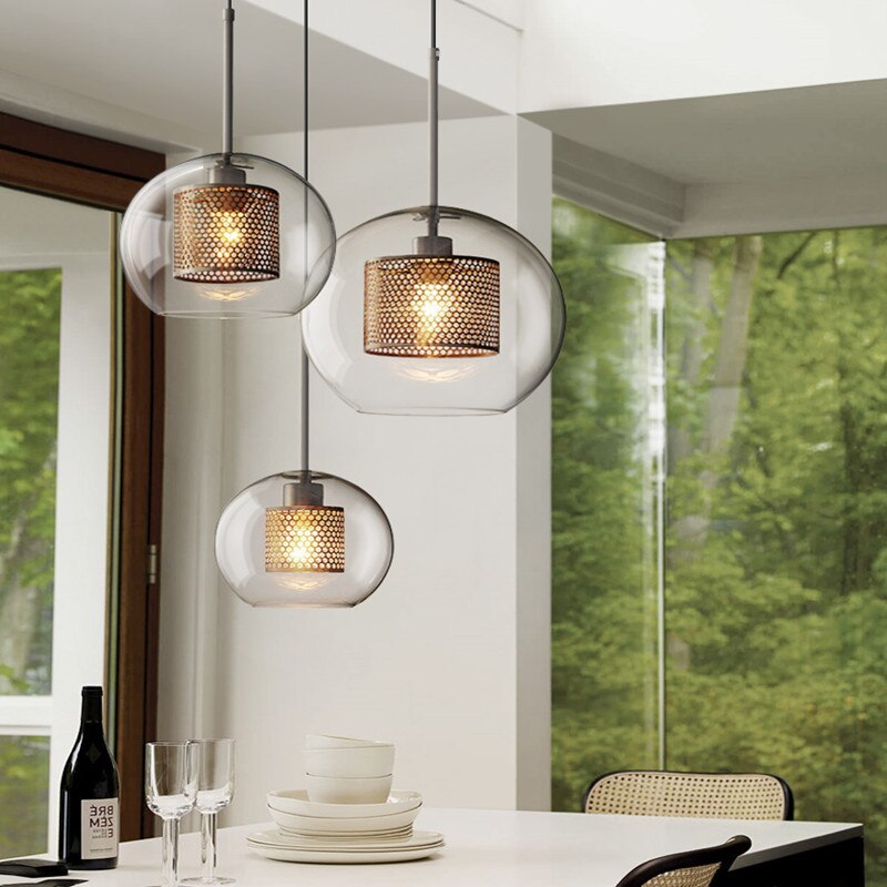 Lumen Collection | Szklana lampa wisząca z eleganckim designem | Nowoczesne oświetlenie do salonu, jadalni i sypialni