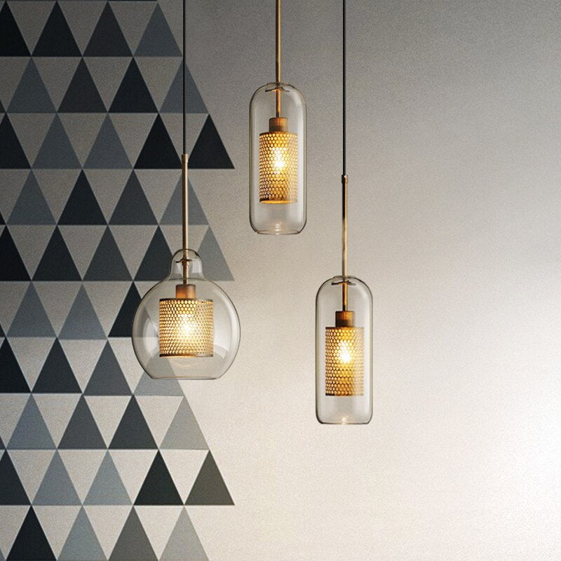 Lumen Collection | Szklana lampa wisząca z eleganckim designem | Nowoczesne oświetlenie do salonu, jadalni i sypialni
