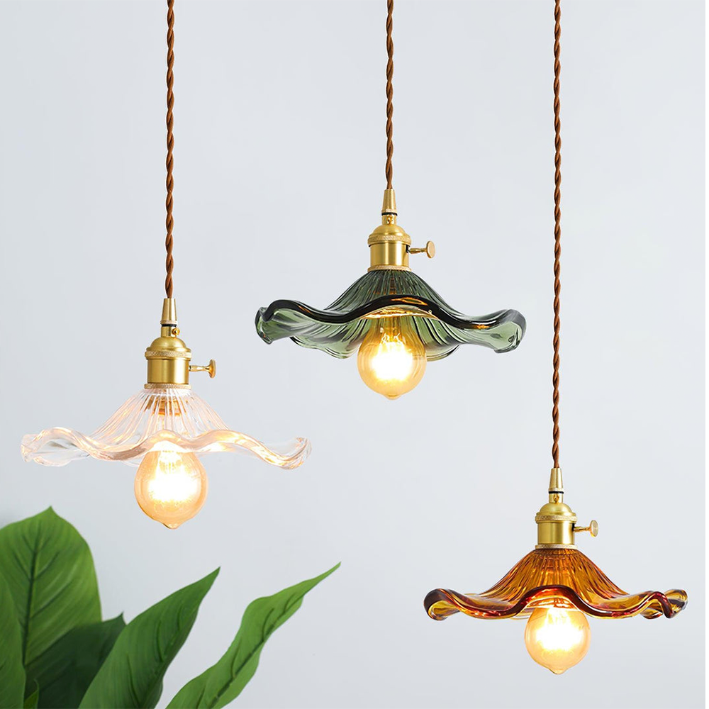 Lampa wisząca Hibiscus ze szkła | Designerska lampa sufitowa LED w kształcie kwiatu