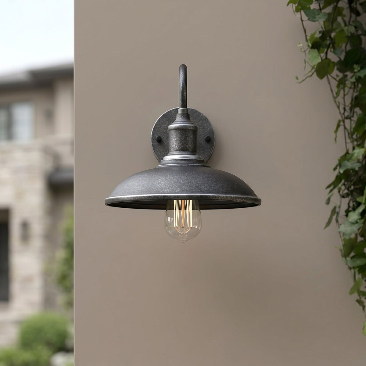 Industrial Outdoor Wall Light | Black Gooseneck Design in Durable Iron