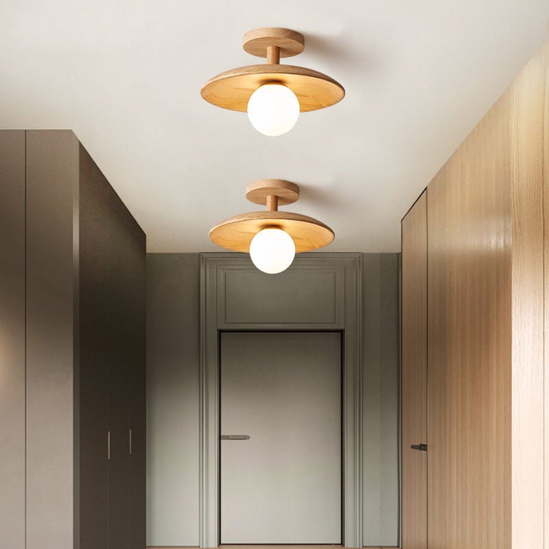 Japońska Lampa Sufitowa LED z Drewnianym Designem | Elegancka Atmosfera do Salonu 1