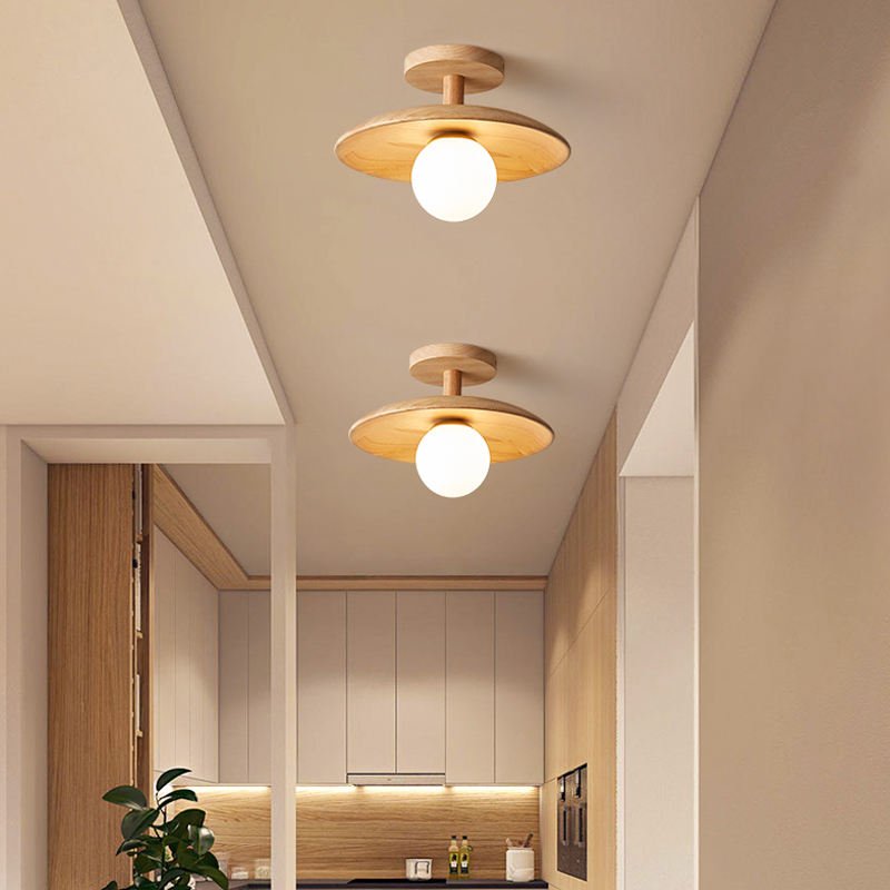 Japońska Lampa Sufitowa LED z Drewnianym Designem | Elegancka Atmosfera do Salonu 3