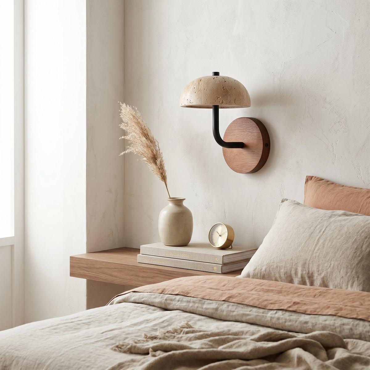 Junko | Travertine Wall Light with Soft Downward Glow