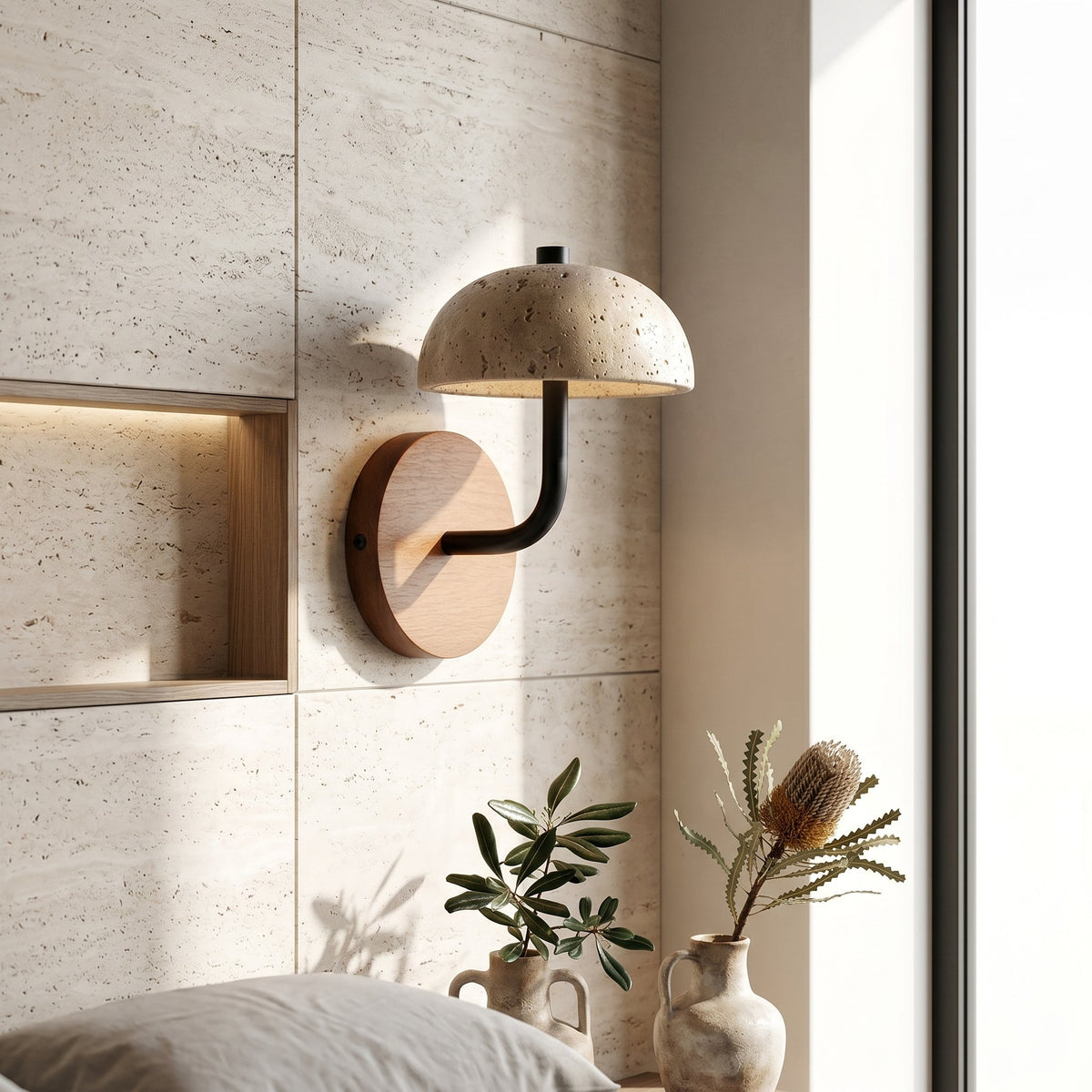 Junko | Travertine Wall Light with Soft Downward Glow