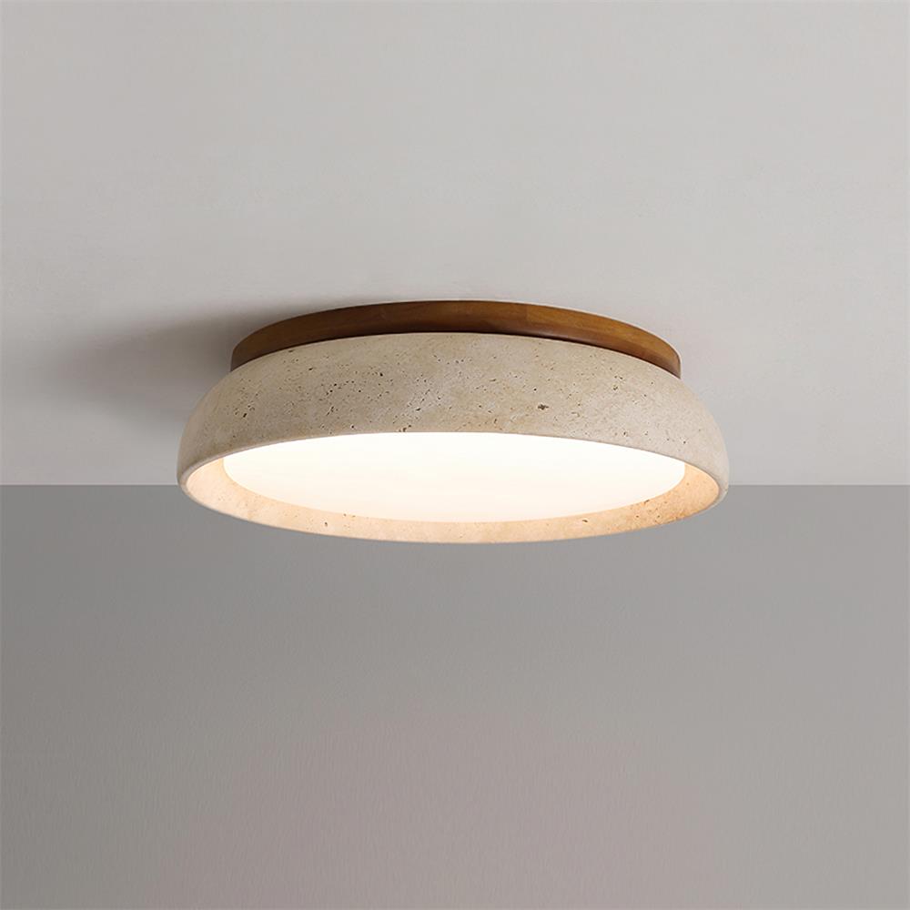 Lampa sufitowa Kloris z trawertynu | Designerska lampa LED z naturalnego kamienia do salonu i sypialni
