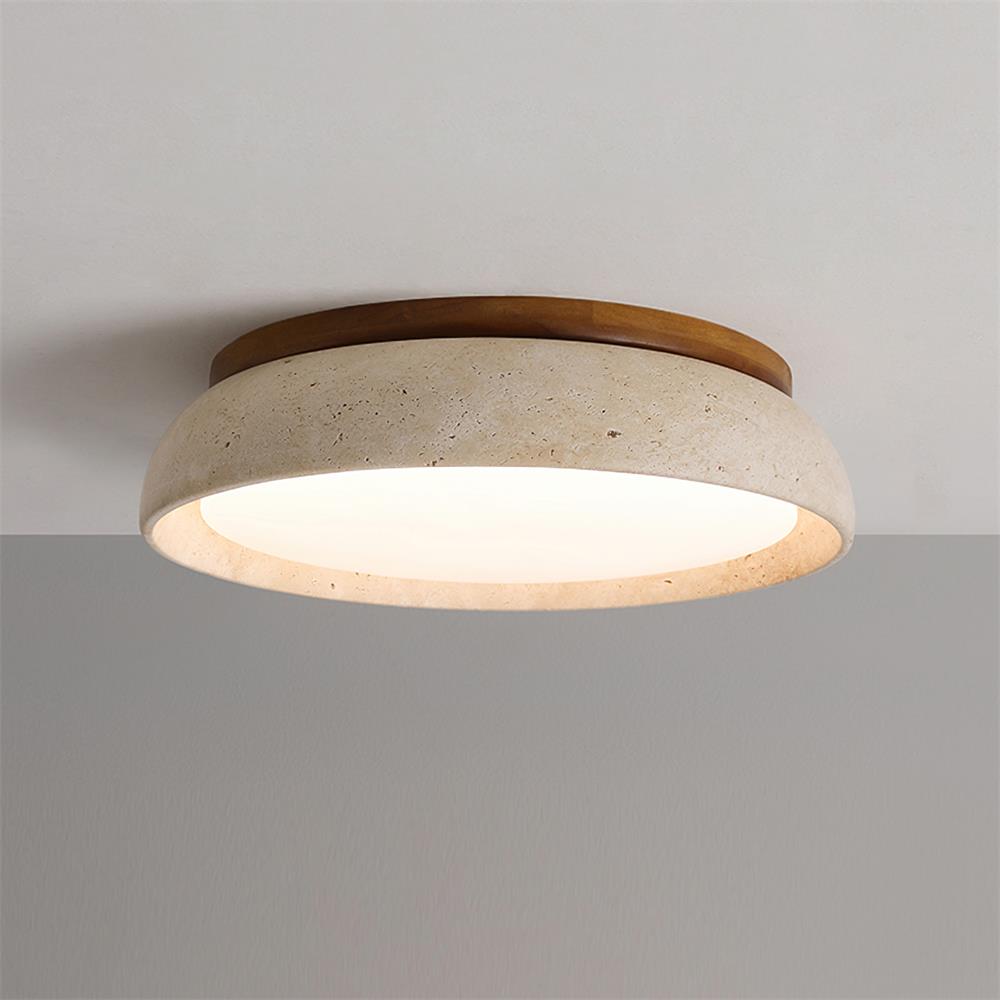 Lampa sufitowa Kloris z trawertynu | Designerska lampa LED z naturalnego kamienia do salonu i sypialni