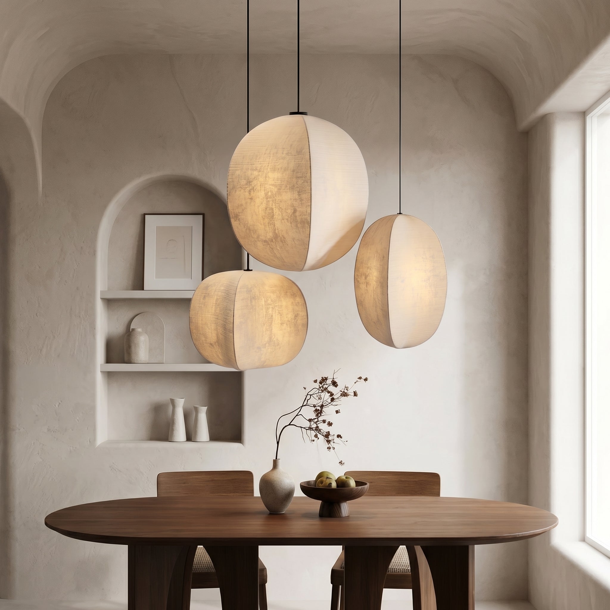 Lumen Collection | Lniana lampa wisząca w stylu minimalistycznym | Ciepłe oświetlenie do salonu, sypialni i jadalni