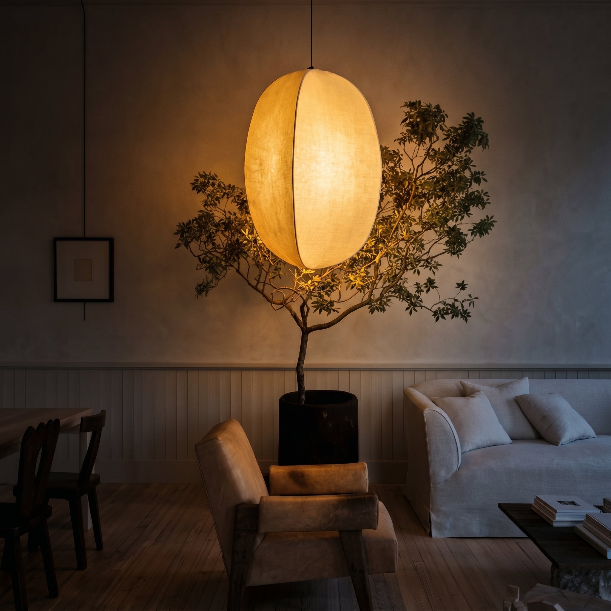 Lumen Collection | Lniana lampa wisząca w stylu minimalistycznym | Ciepłe oświetlenie do salonu, sypialni i jadalni