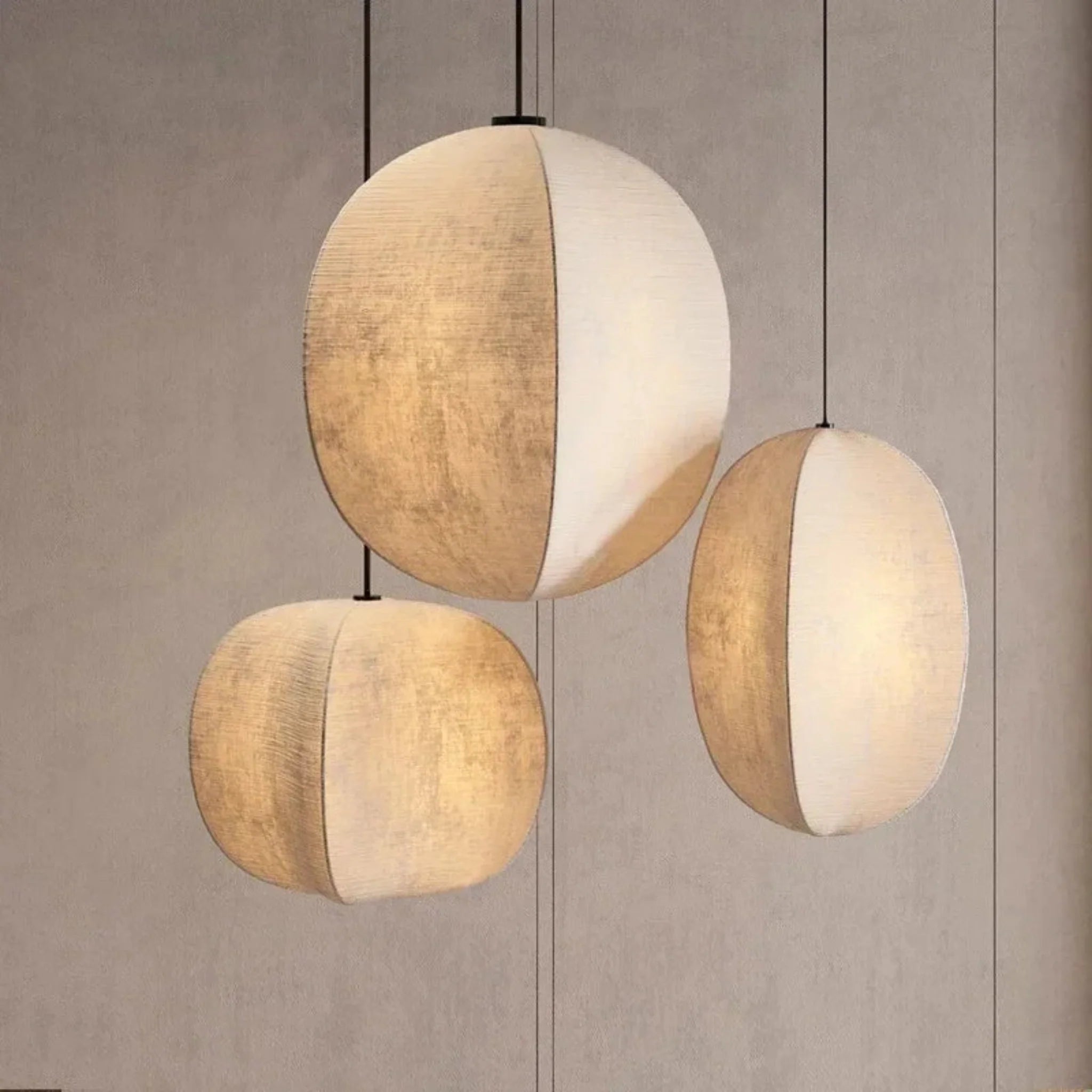 Lumen Collection | Lniana lampa wisząca w stylu minimalistycznym | Ciepłe oświetlenie do salonu, sypialni i jadalni