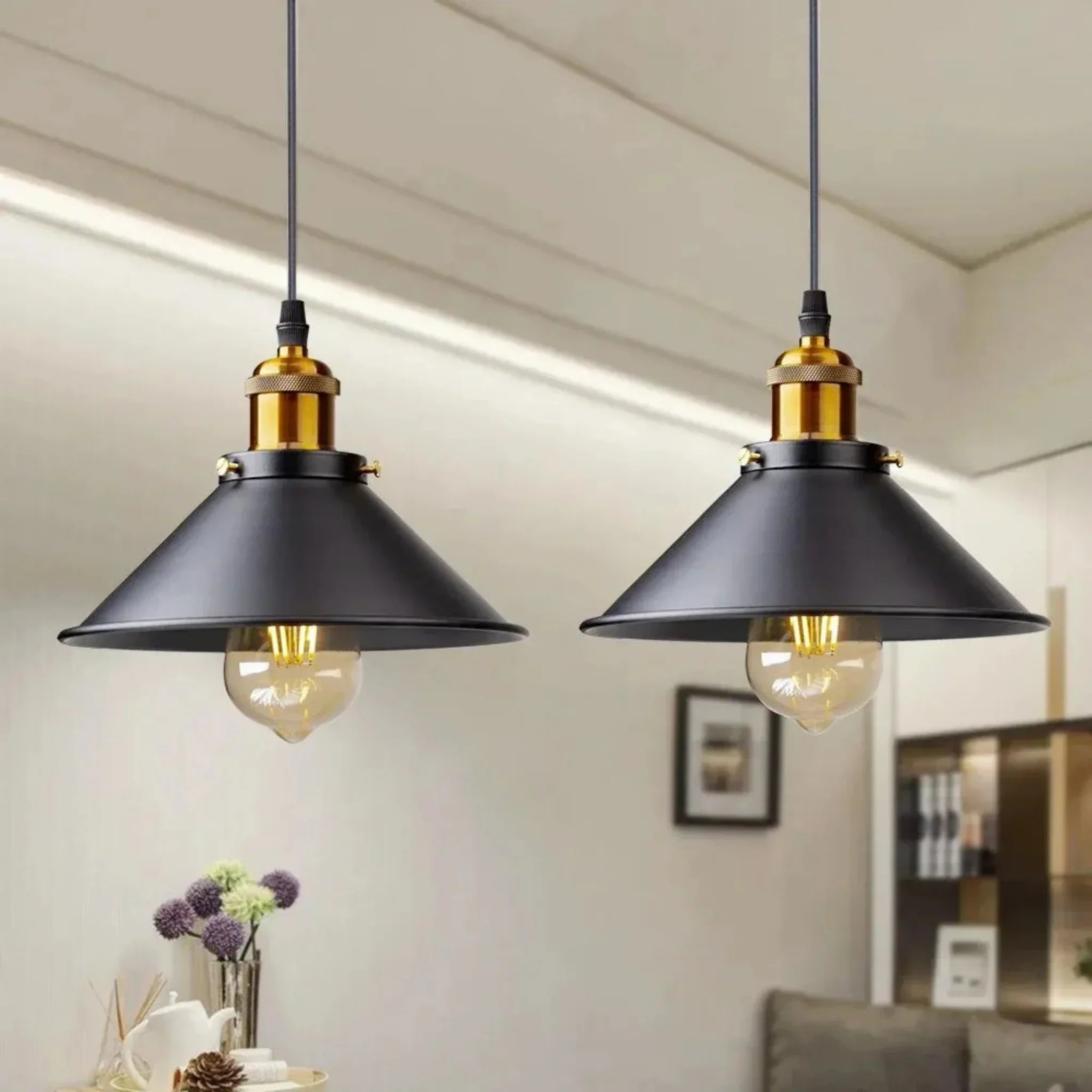Lumen Collection | Industrialna żelazna lampa wisząca w stylu vintage | Oświetlenie do loftu, salonu i jadalni
