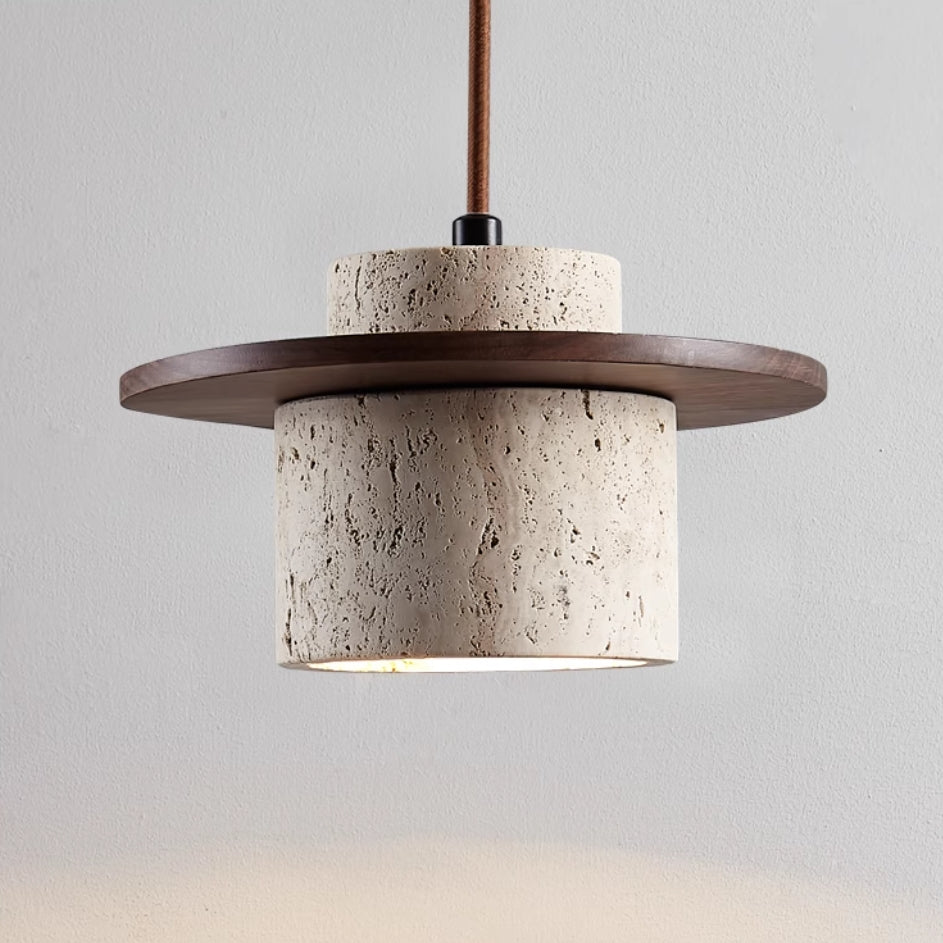 Lampa Wisząca z Trawertynu | Elegancki Żyrandol do Salonu z Matową Fakturą | Naturalna Dekoracja dla Wnętrz 0