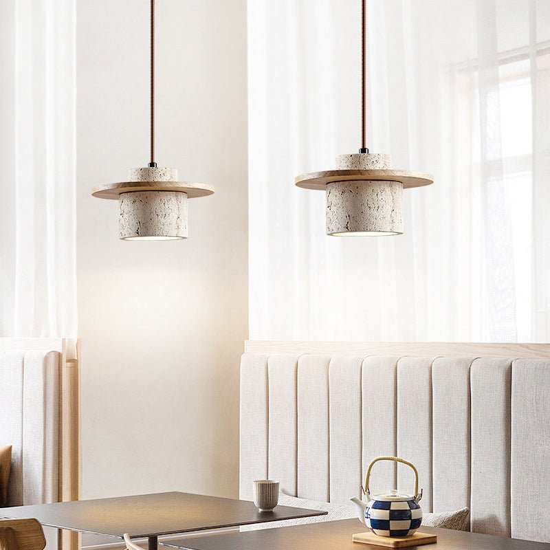 Lampa Wisząca z Trawertynu | Elegancki Żyrandol do Salonu z Matową Fakturą | Naturalna Dekoracja dla Wnętrz 2