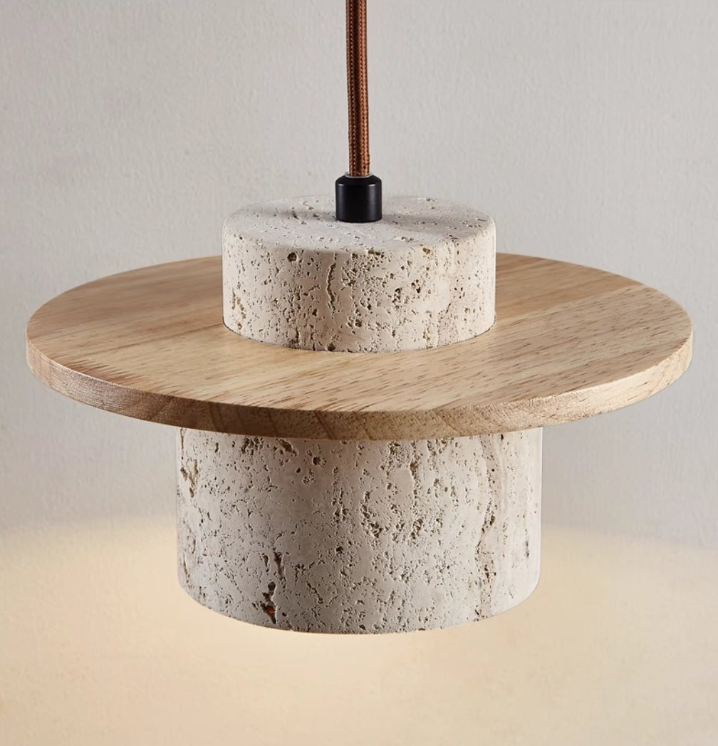 Lampa Wisząca z Trawertynu | Elegancki Żyrandol do Salonu z Matową Fakturą | Naturalna Dekoracja dla Wnętrz 4