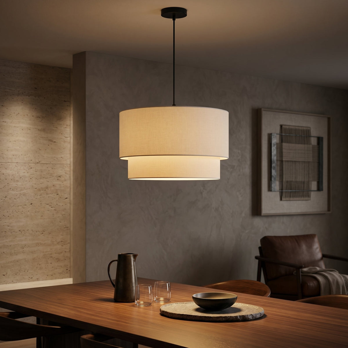 Lumen Beck | Lampa Wisząca z Lnianym Abażurem i Funkcją Ściemniania
