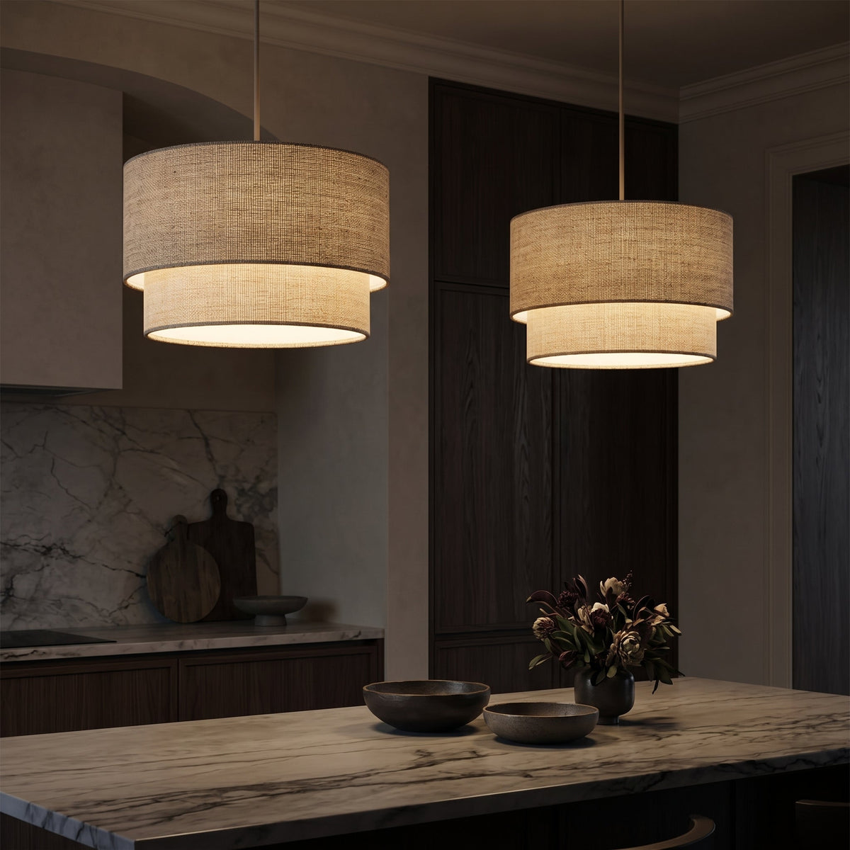 Lumen Beck | Lampa Wisząca z Lnianym Abażurem i Funkcją Ściemniania