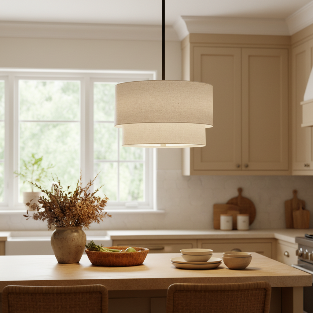 Lumen Beck | Lampa Wisząca z Lnianym Abażurem i Funkcją Ściemniania