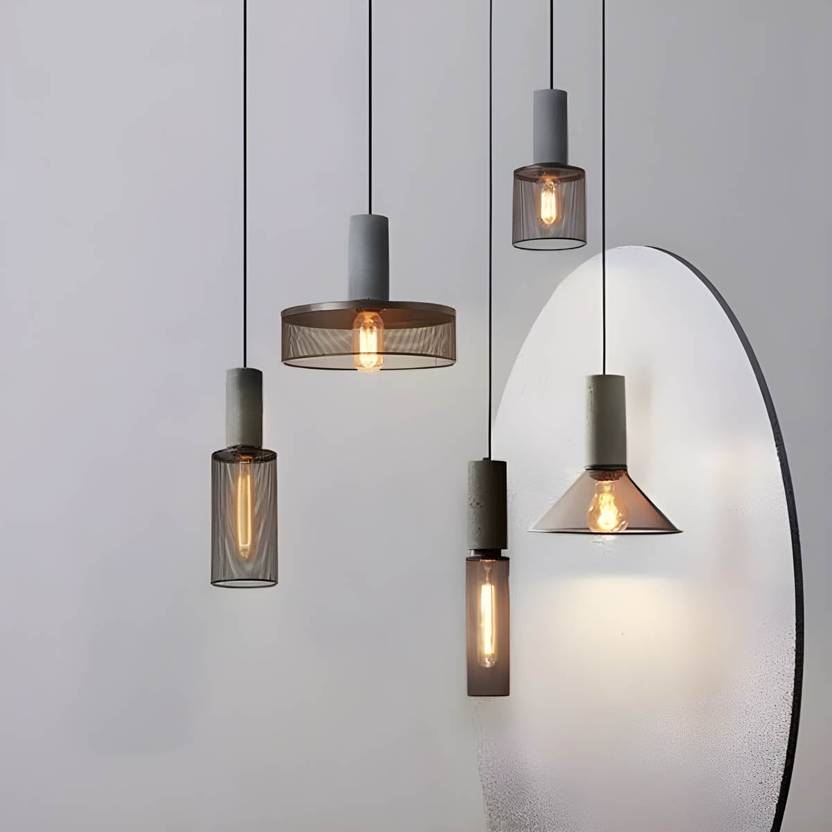 Industrialna lampa wisząca Loft | Designerska lampa LED z betonu do kuchni, salonu i jadalni