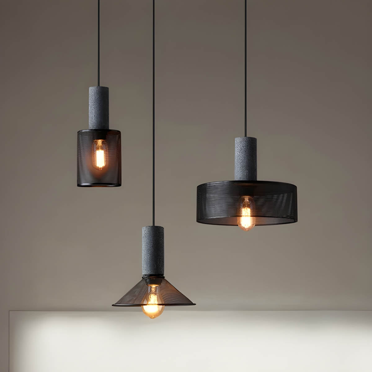 Industrialna lampa wisząca Loft | Designerska lampa LED z betonu do kuchni, salonu i jadalni