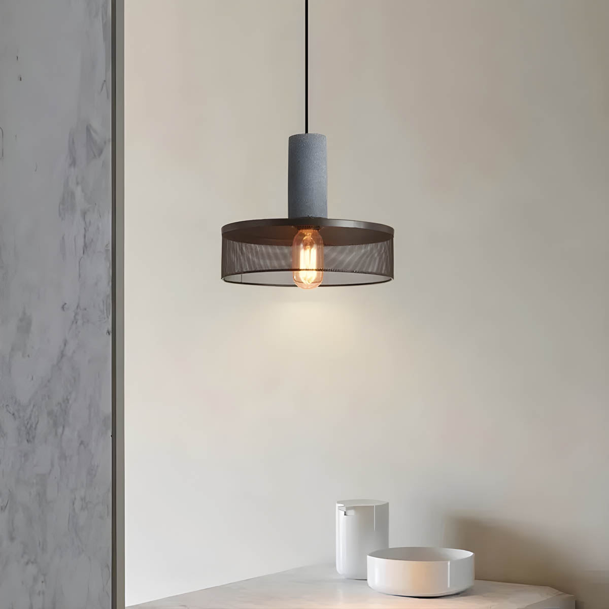 Industrialna lampa wisząca Loft | Designerska lampa LED z betonu do kuchni, salonu i jadalni