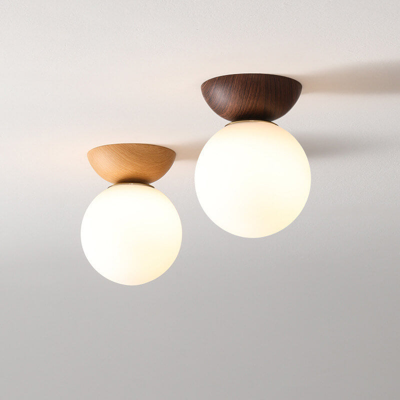 Japońska lampa sufitowa Log LED | Designerskie oświetlenie w stylu Japandi do salonu, sypialni i przedpokoju