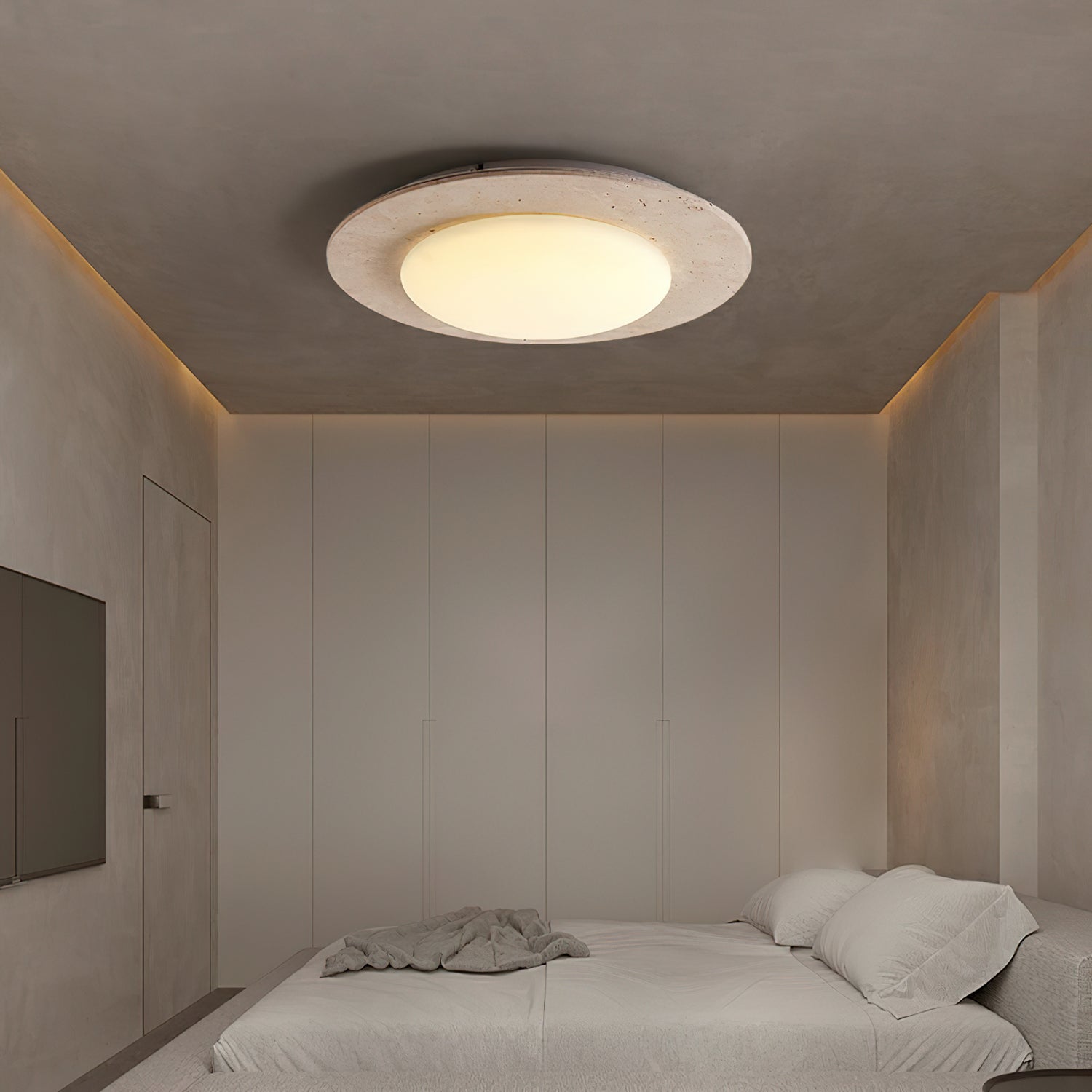 Lampa Sufitowa z Trawertynu LED | Lite Drewno | Naturalny Styl