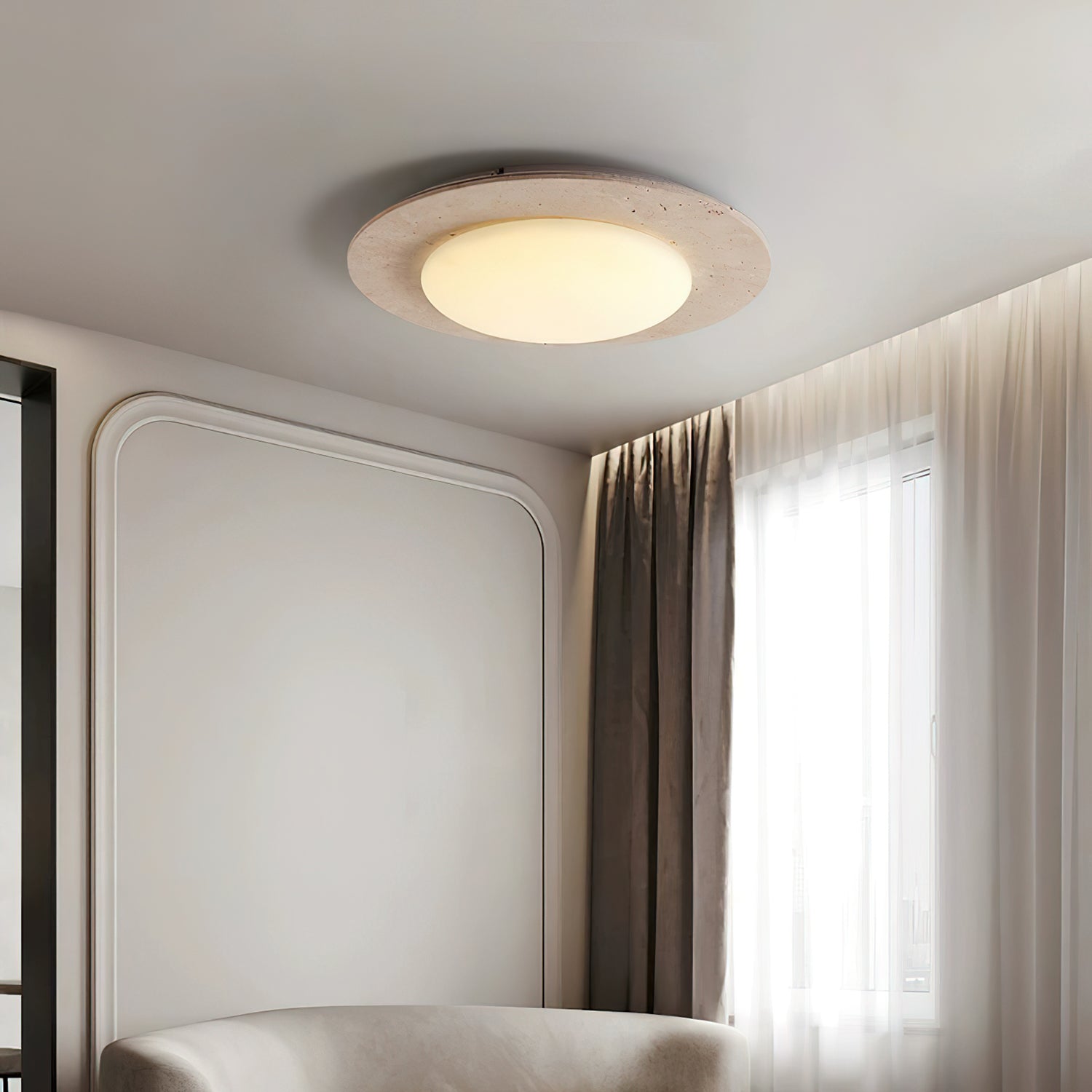 Lampa Sufitowa z Trawertynu LED | Lite Drewno | Naturalny Styl