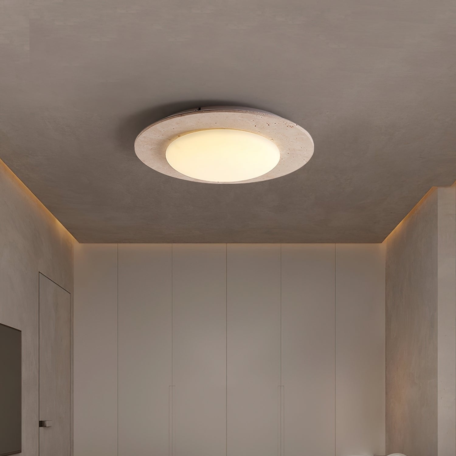 Lampa Sufitowa z Trawertynu LED | Lite Drewno | Naturalny Styl