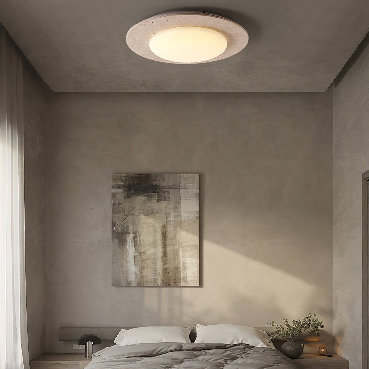 Lampa Sufitowa z Trawertynu LED | Lite Drewno | Naturalny Styl