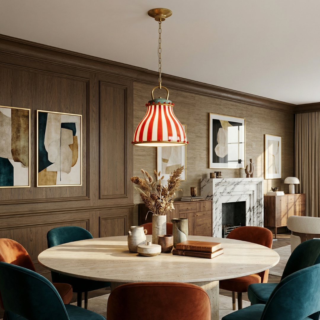 Lumen Collection | Szklana lampa wisząca w prążki | Eleganckie oświetlenie LED do salonu i jadalni