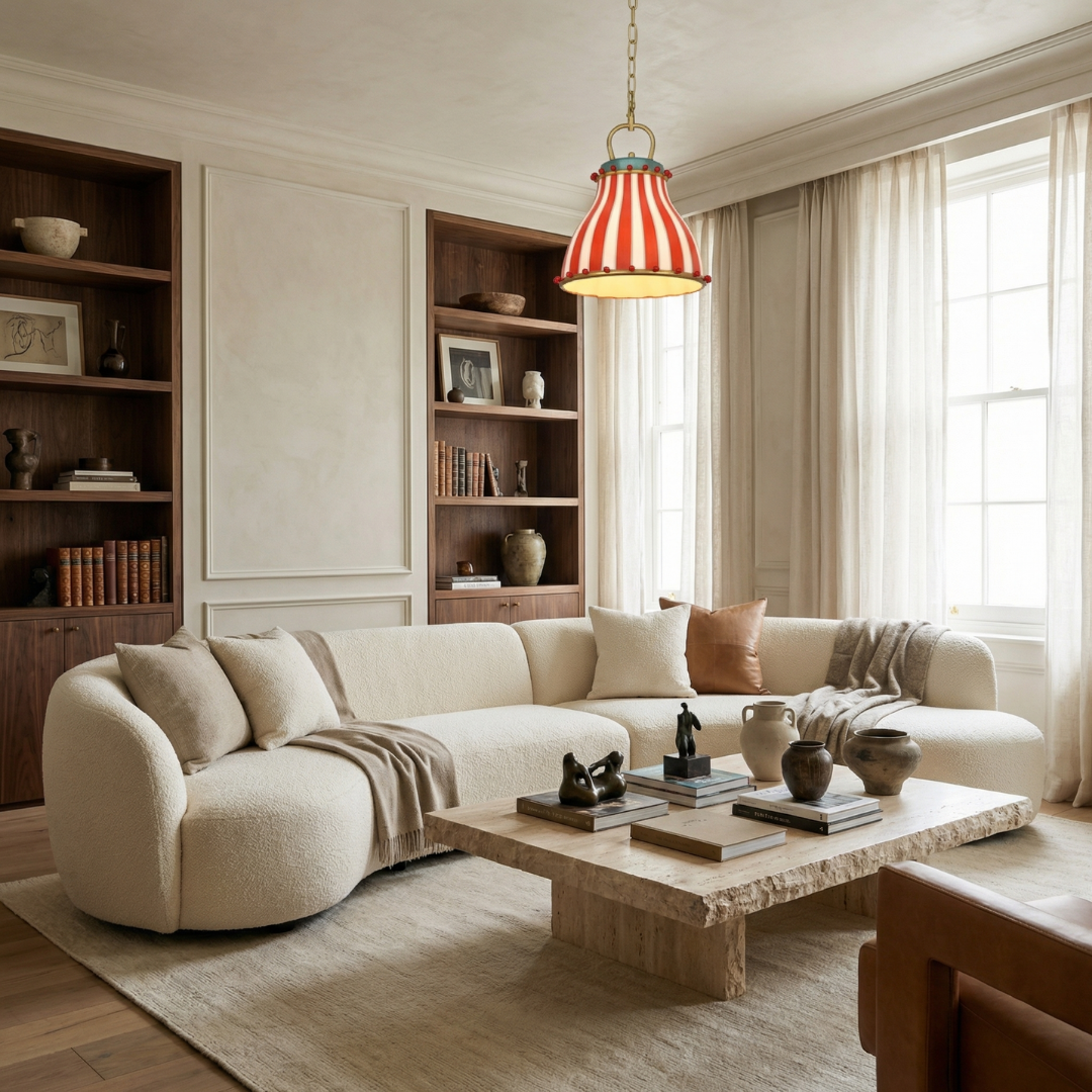 Lumen Collection | Szklana lampa wisząca w prążki | Eleganckie oświetlenie LED do salonu i jadalni