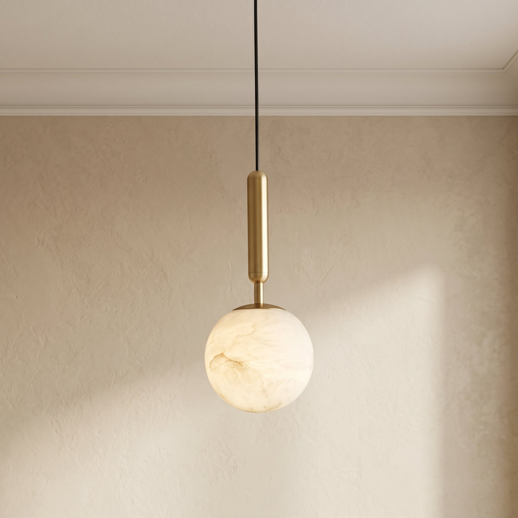 Lampa wisząca Lumen Alabaster Brass | Designerska metalowa lampa LED E27 do salonu, kuchni i jadalni