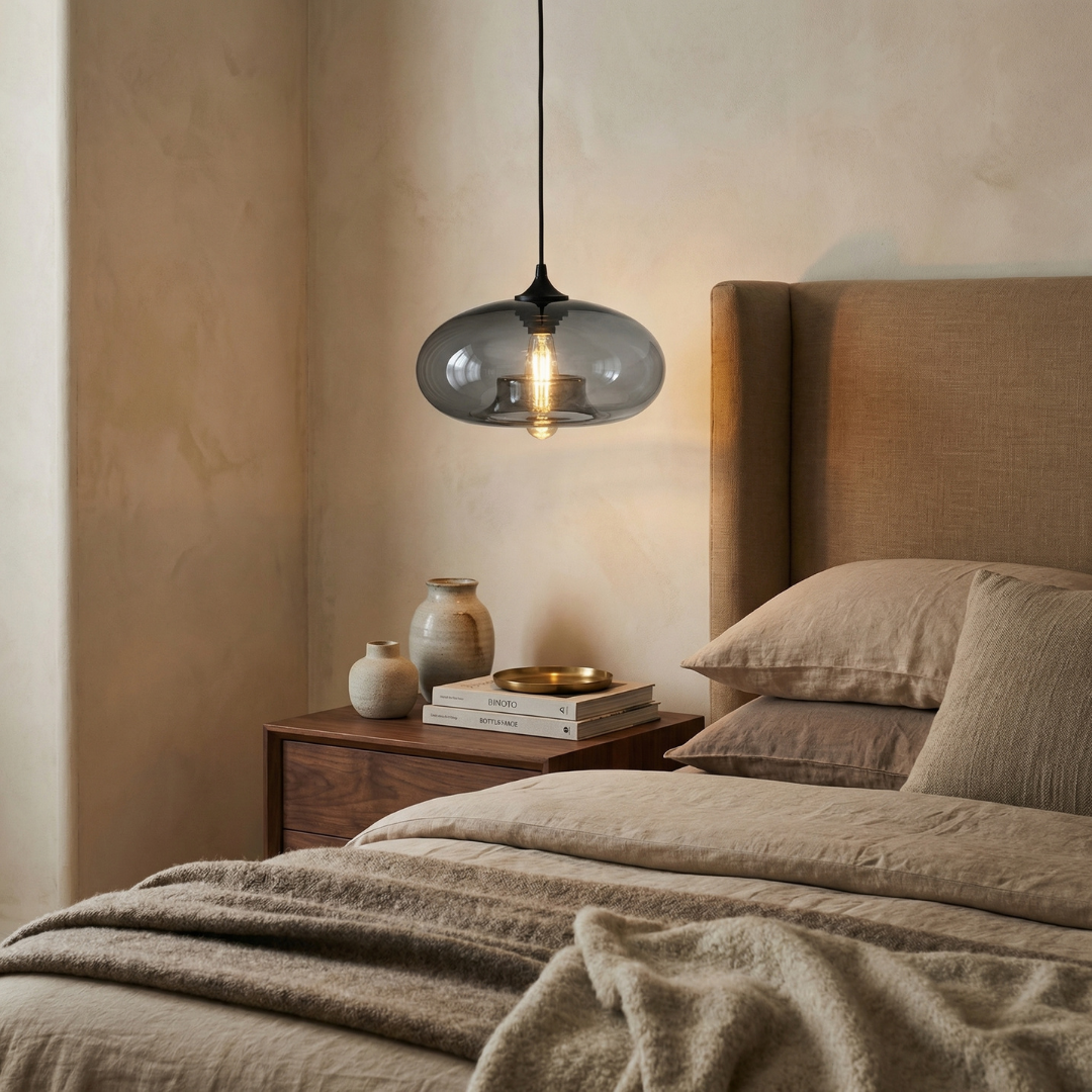 Lampa wisząca Lumen Glass Ball | Designerska szklana lampa LED do salonu, kuchni, jadalni i sypialni