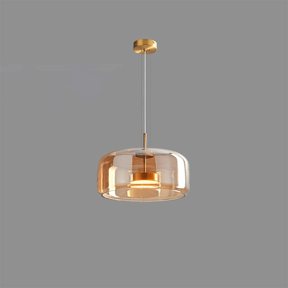 Lumen Collection | Lampa wisząca z przydymionego szkła z eleganckim kloszem kopułowym do nowoczesnej kuchni i jadalni