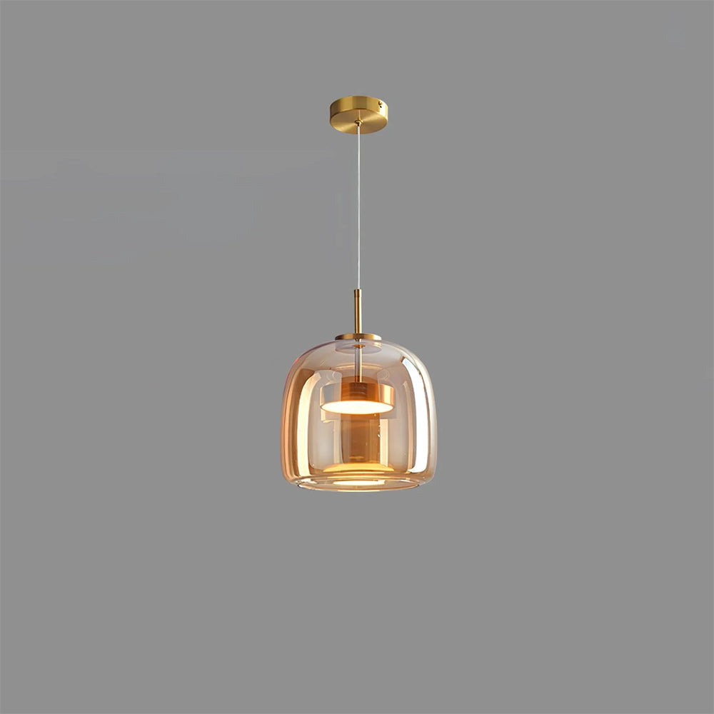 Lumen Collection | Lampa wisząca z przydymionego szkła z eleganckim kloszem kopułowym do nowoczesnej kuchni i jadalni