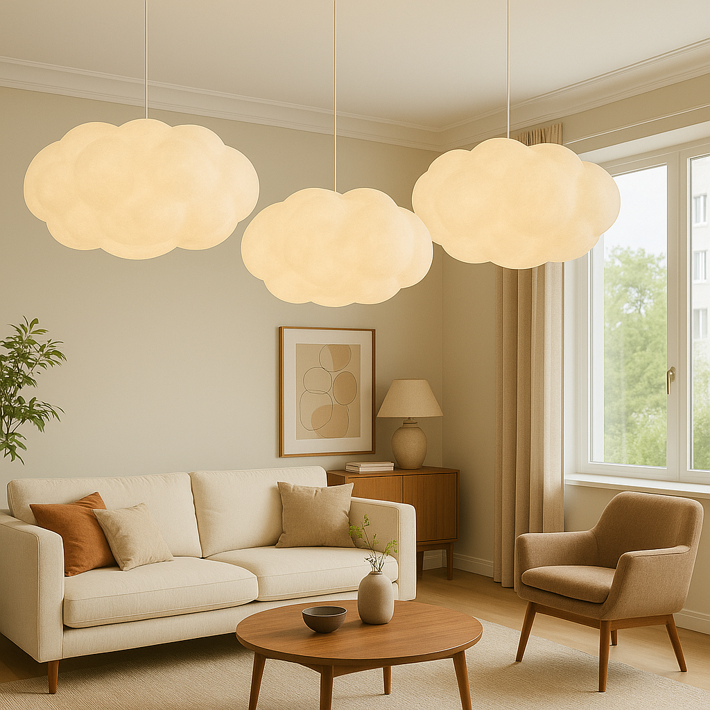 Lampa wisząca Cloud | Designerska lampa LED w kształcie chmury do salonu, jadalni i sypialni