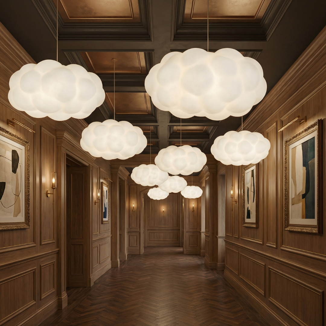 Lampa wisząca Cloud | Designerska lampa LED w kształcie chmury do salonu, jadalni i sypialni