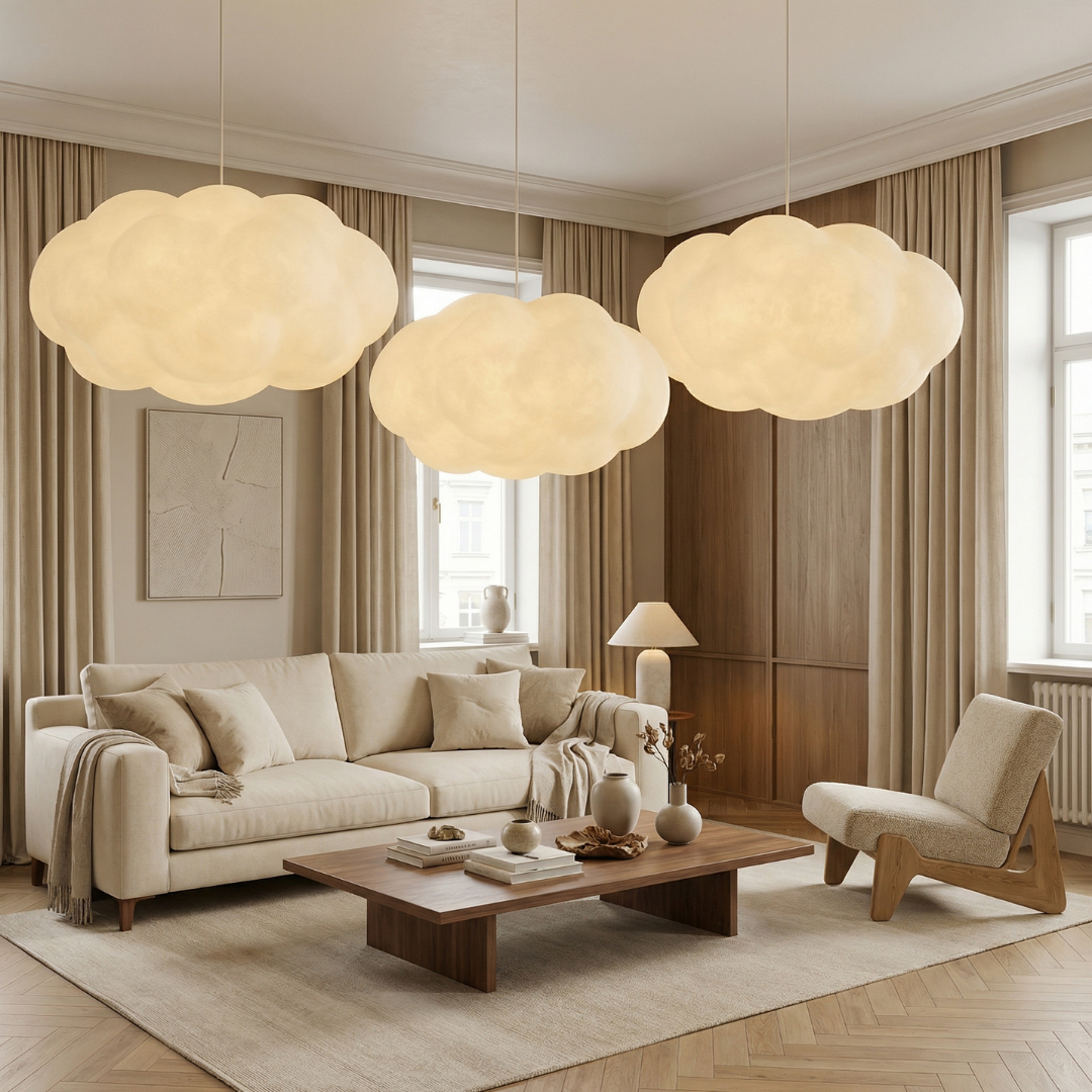 Lampa wisząca Cloud | Designerska lampa LED w kształcie chmury do salonu, jadalni i sypialni