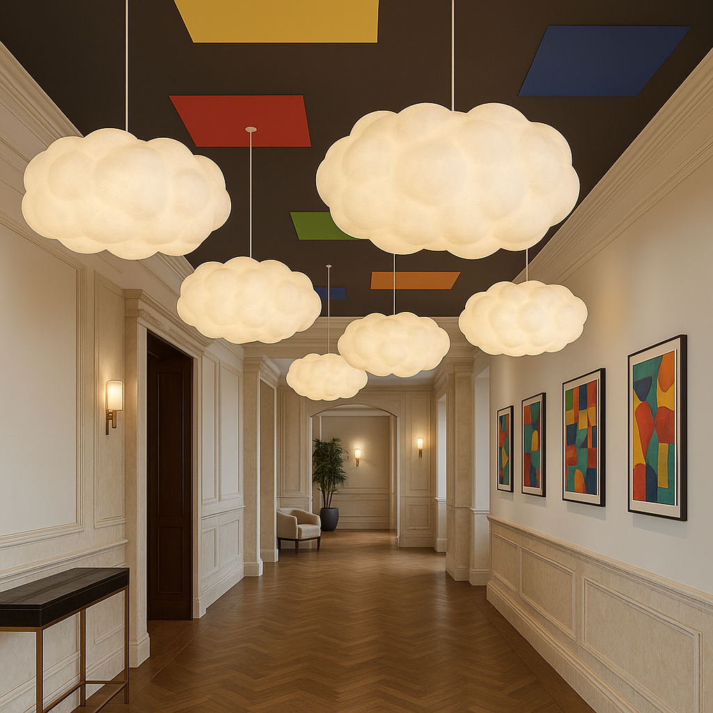 Lampa wisząca Cloud | Designerska lampa LED w kształcie chmury do salonu, jadalni i sypialni