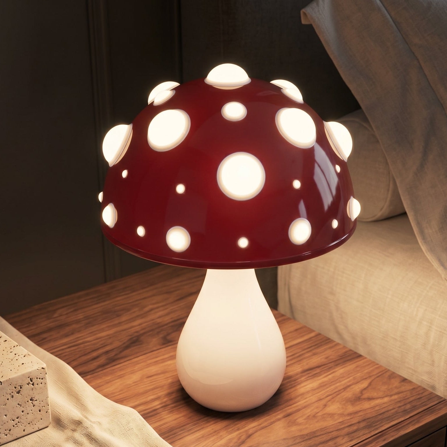 Mushroom LED | Lampa Stołowa LED w Kształcie Grzyba – Designerska Lampka do Sypialni i Salonu