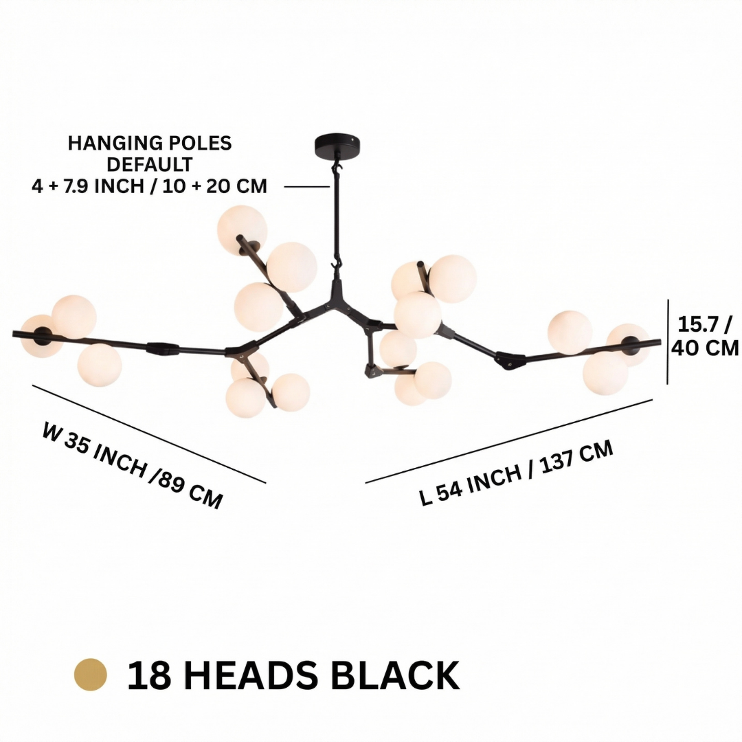 Lumen Collection | Modern Chandelier with Adjustable Height for Dining Rooms and Living Areas