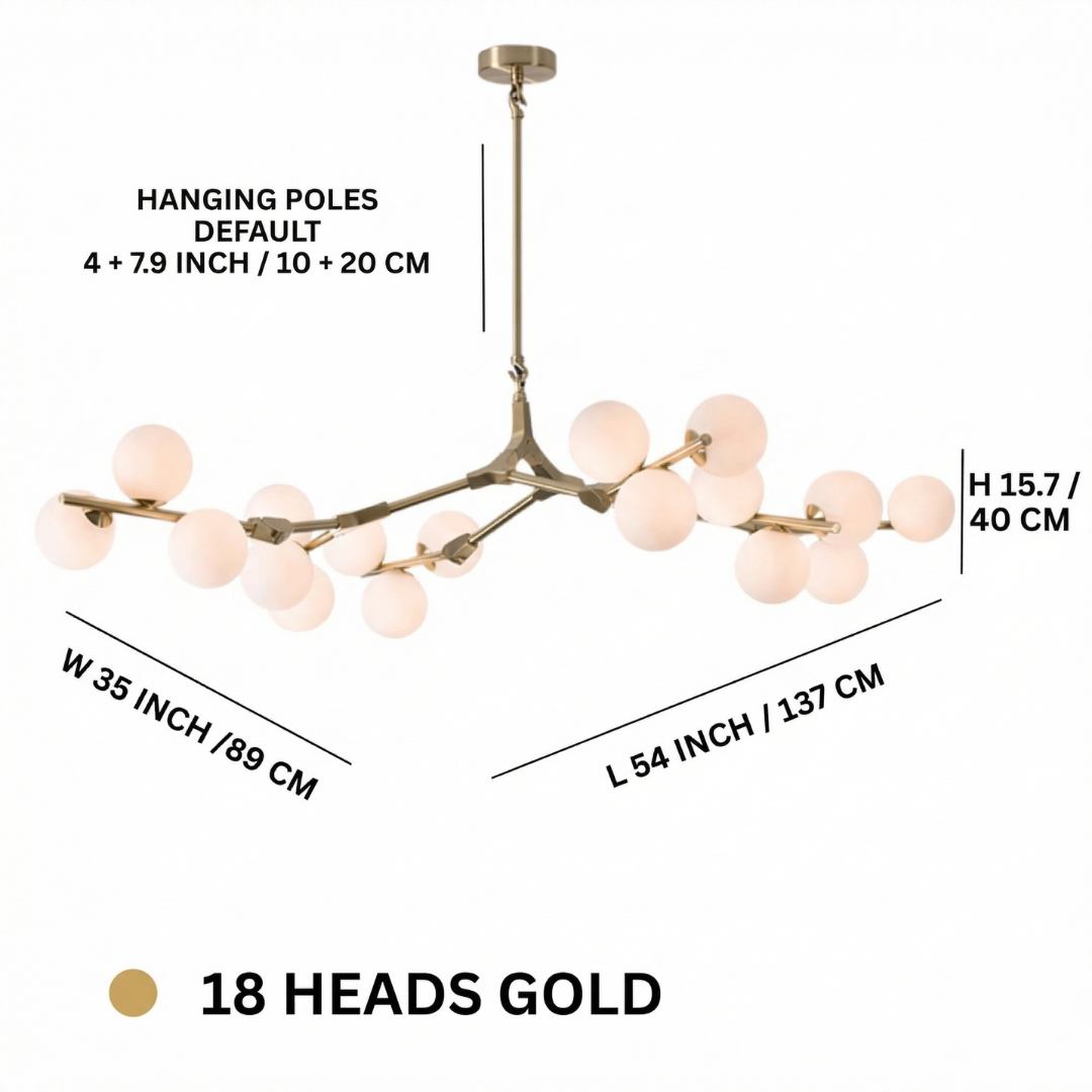Lumen Collection | Modern Chandelier with Adjustable Height for Dining Rooms and Living Areas
