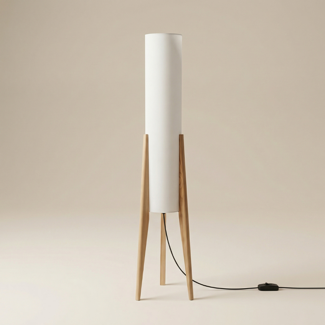 Lumen Collection | Walnut Floor Lamp with Dimmable Function for Cozy Living Room Ambiance