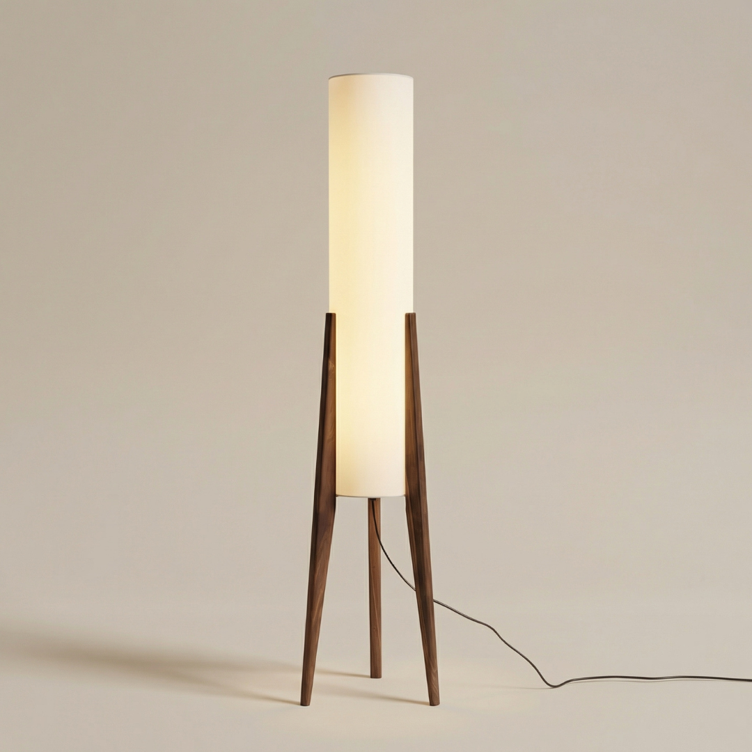 Lumen Collection | Walnut Floor Lamp with Dimmable Function for Cozy Living Room Ambiance