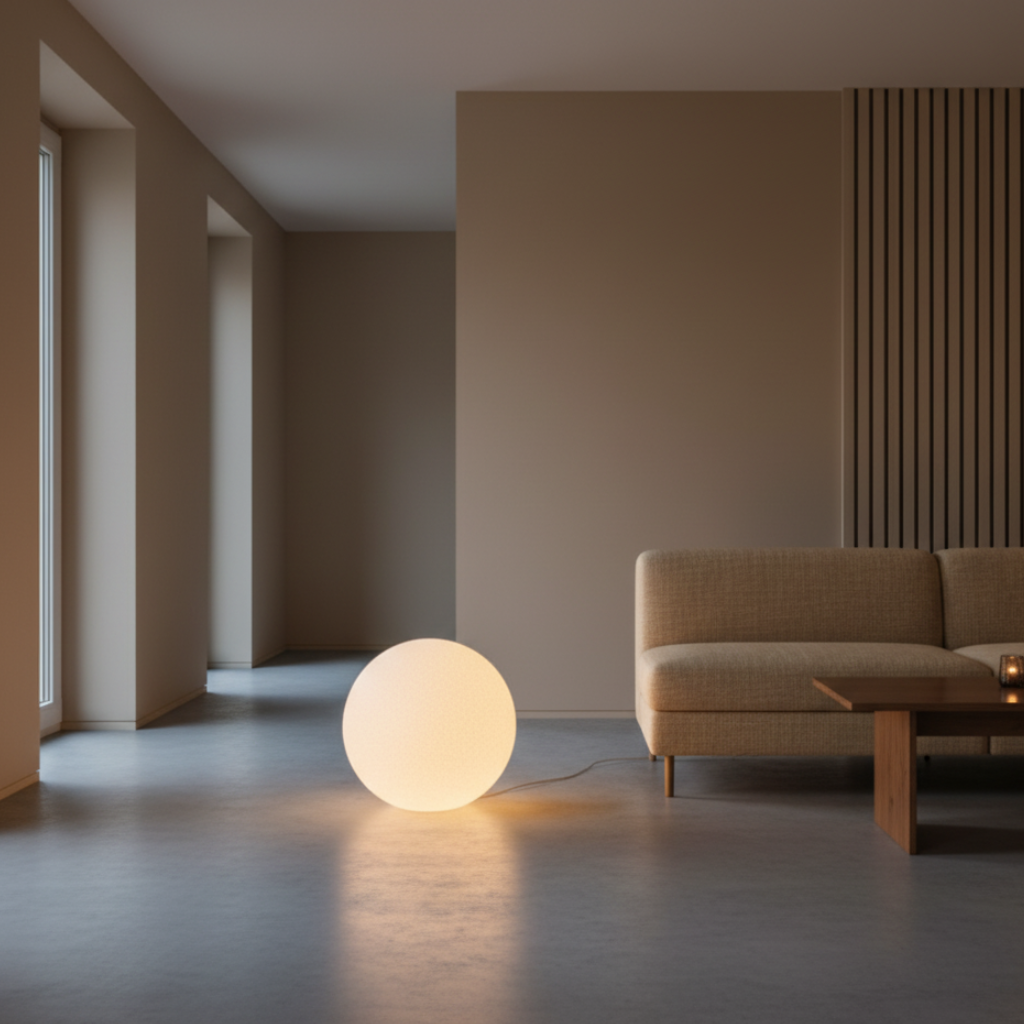 Lumen Collection | Globe Floor Lamp with Soft Ambient Light for Living Rooms