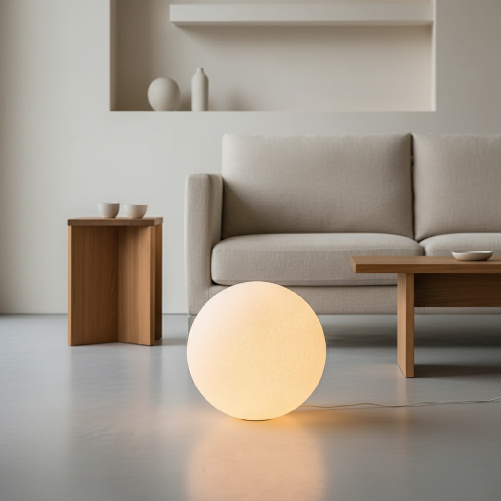 Lumen Collection | Globe Floor Lamp with Soft Ambient Light for Living Rooms