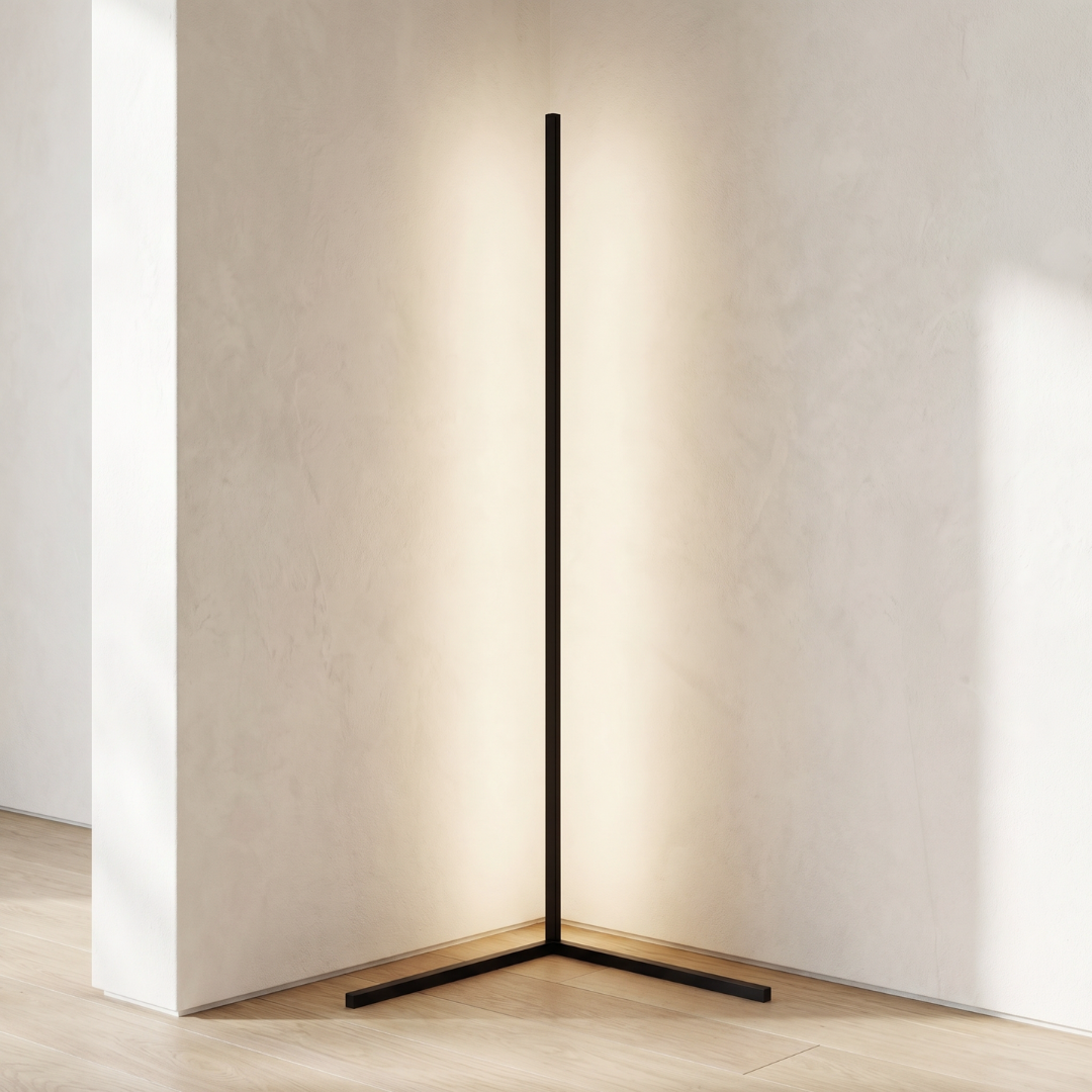 Lumen Collection | Slim Corner LED Floor Lamp for Living Rooms