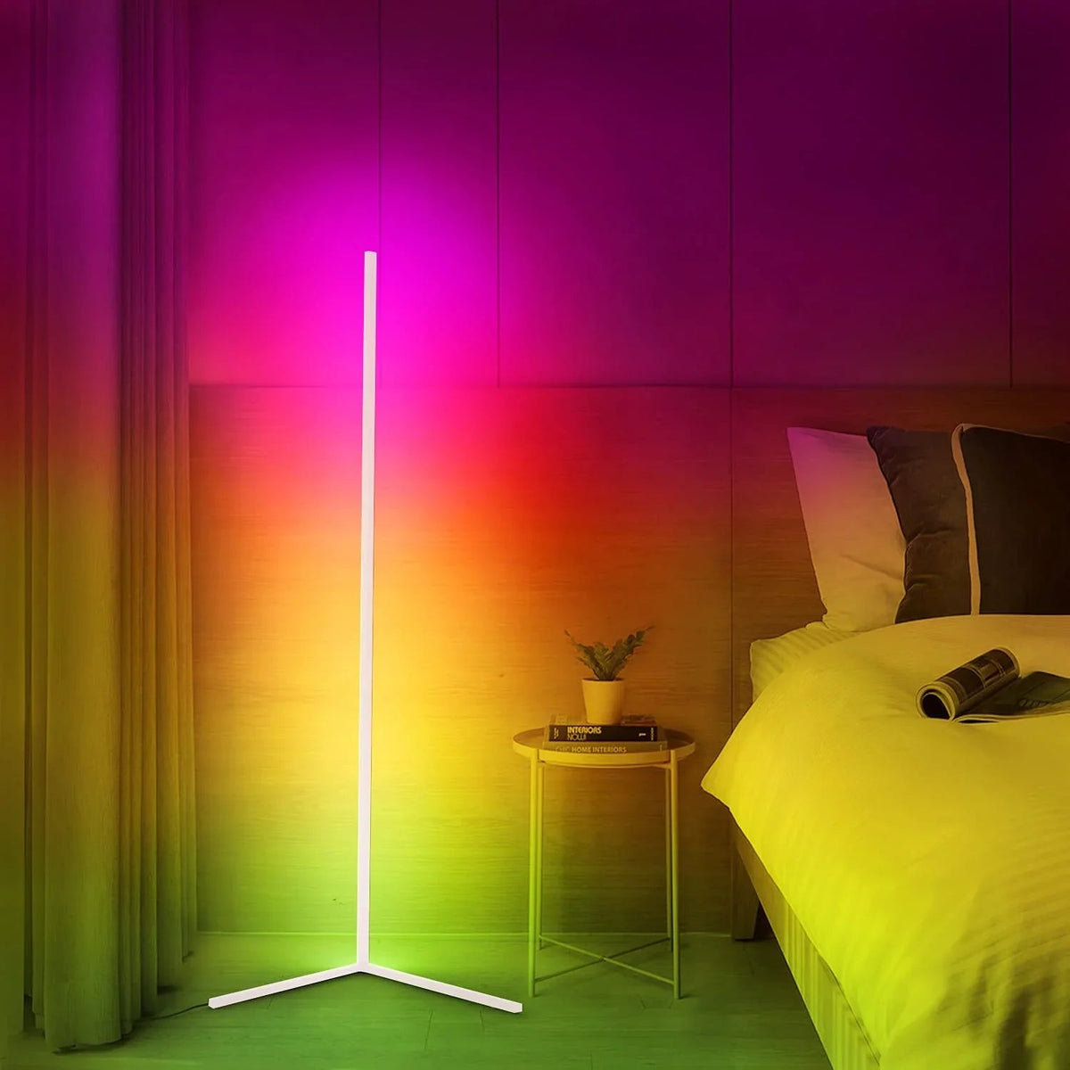 Lumen Collection | Slim Corner LED Floor Lamp for Living Rooms